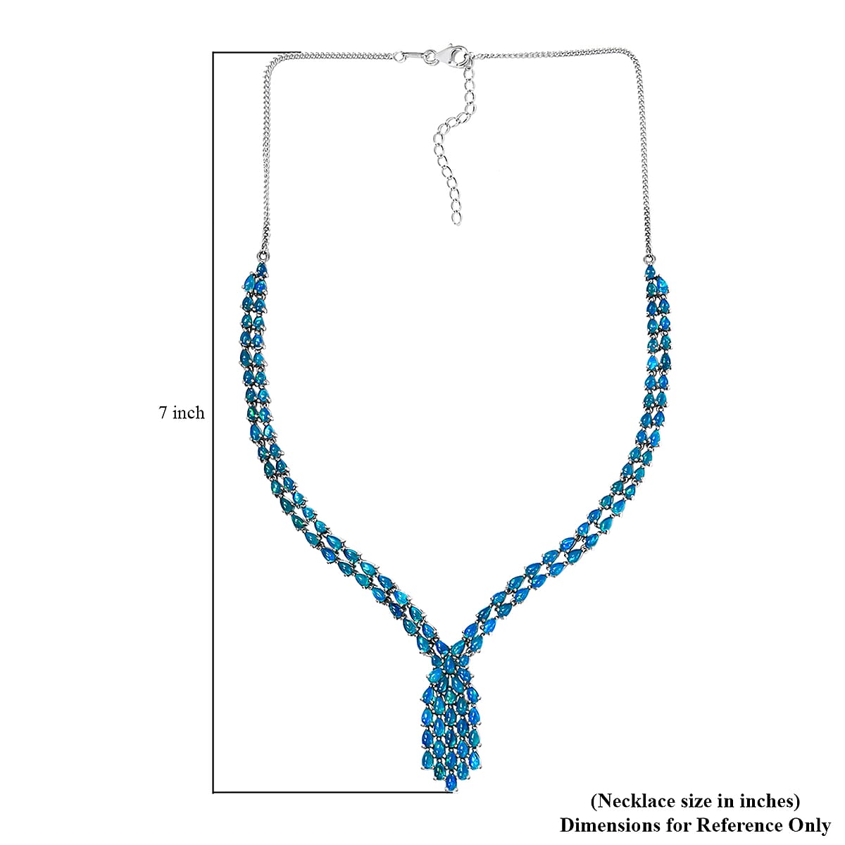 Miami Blue Welo Opal Necklace 18 Inches in Platinum Over Sterling Silver 13.00 ctw image number 5