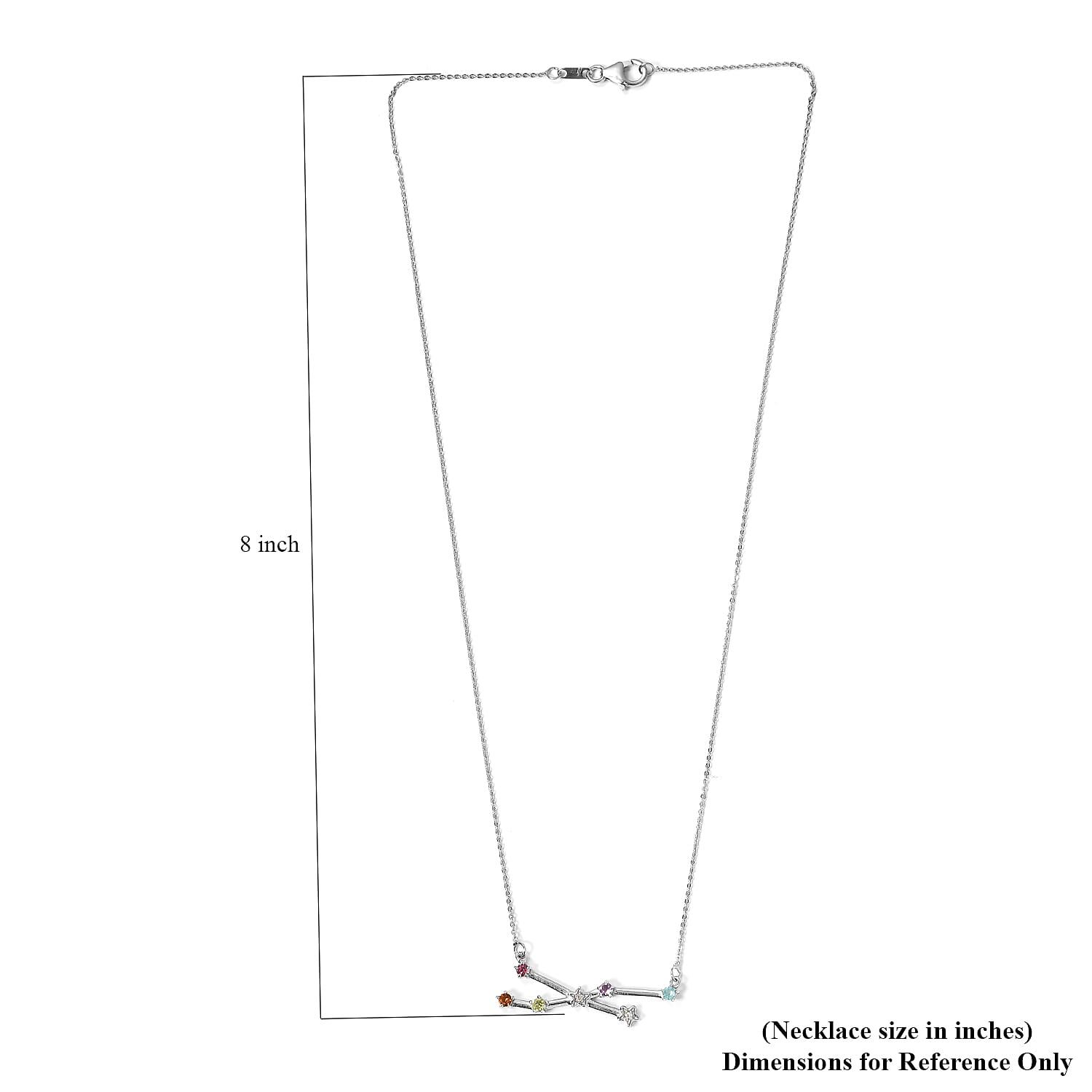 Multi Gemstone Taurus Constellation Stars Necklace 20 Inches in Platinum Over Sterling Silver 0.50 ctw