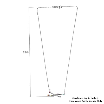 Multi Gemstone Taurus Constellation Stars Necklace 20 Inches in Platinum Over Sterling Silver 0.50 ctw