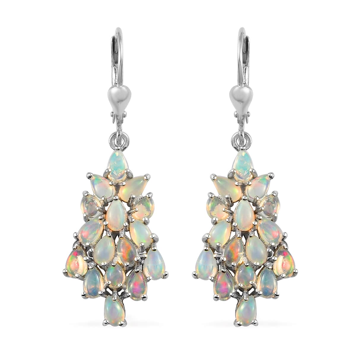 Ethiopian Welo Opal Cluster Earrings in Platinum Over Sterling Silver 4.50 ctw image number 0