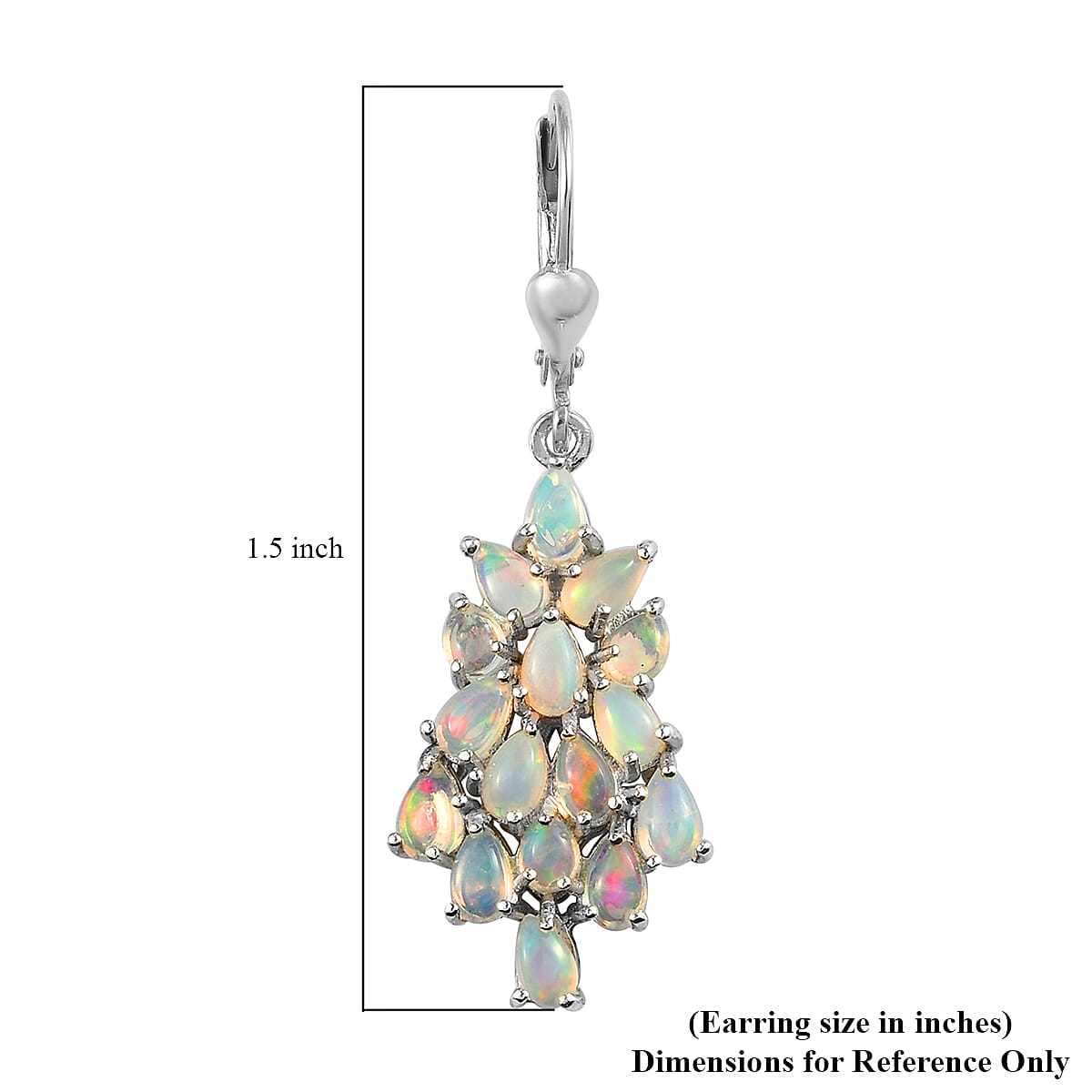 Ethiopian Welo Opal Cluster Earrings, Welo Opal Earrings, Dangle Earrings,  Platinum Over Sterling Silver Earrings 4.50 ctw