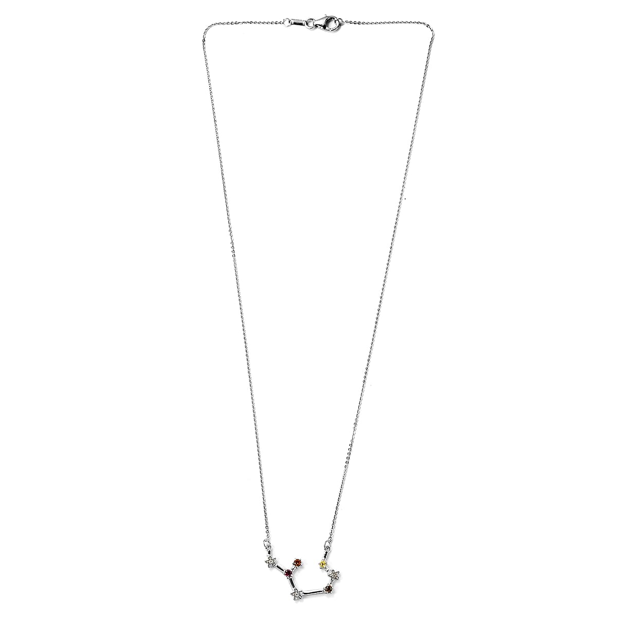 Multi Gemstone Scorpio Constellation Stars Necklace 20 Inches in Platinum Over Sterling Silver 0.40 ctw image number 3