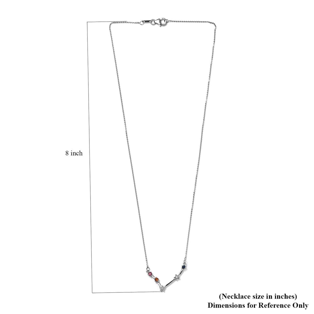 Multi Gemstone Aries Constellation Stars Necklace 20 Inches in Platinum Over Sterling Silver 0.35 ctw image number 5