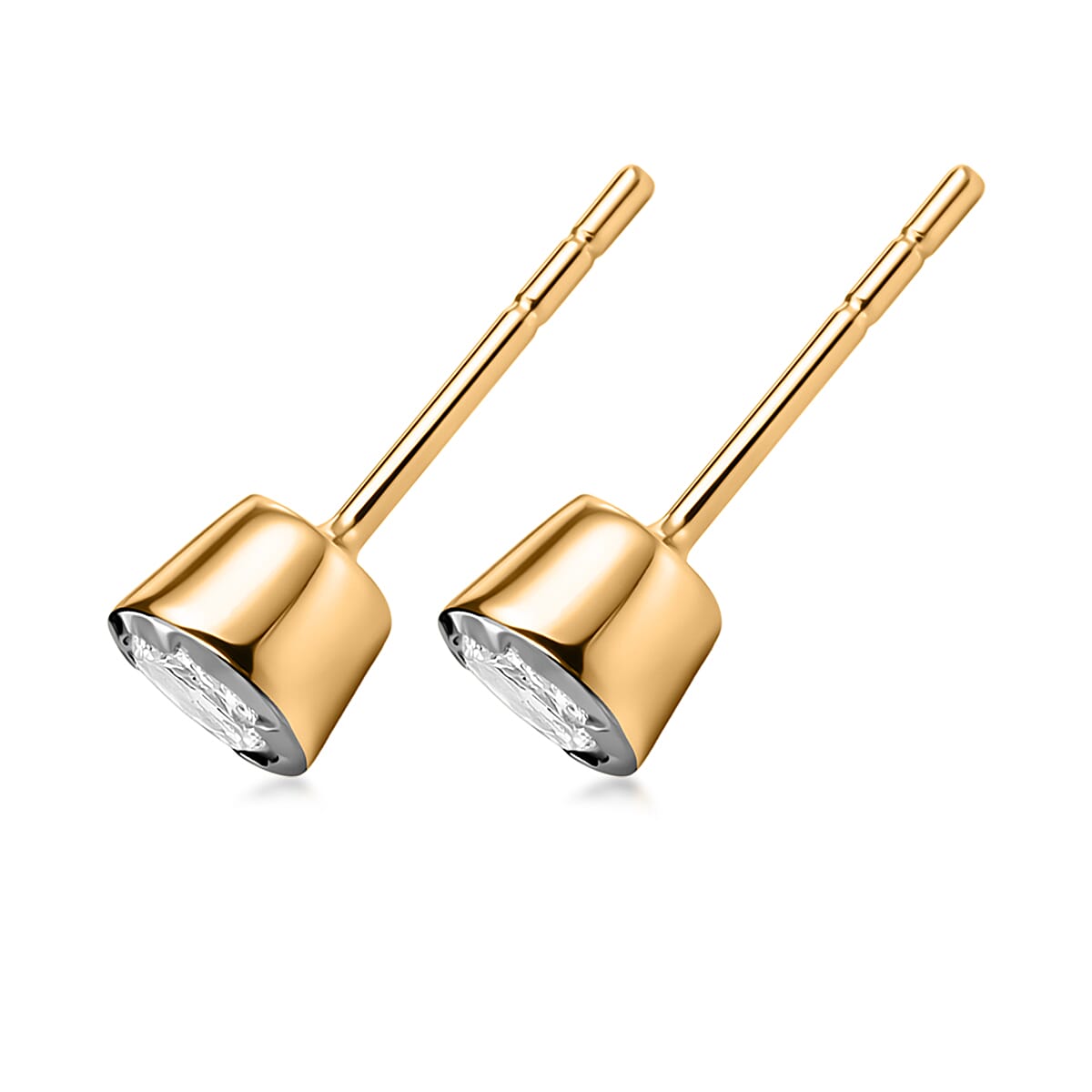 Polki Moissanite 0.50 ctw Solitaire Stud Earrings in Vermeil Yellow Gold Over Sterling Silver