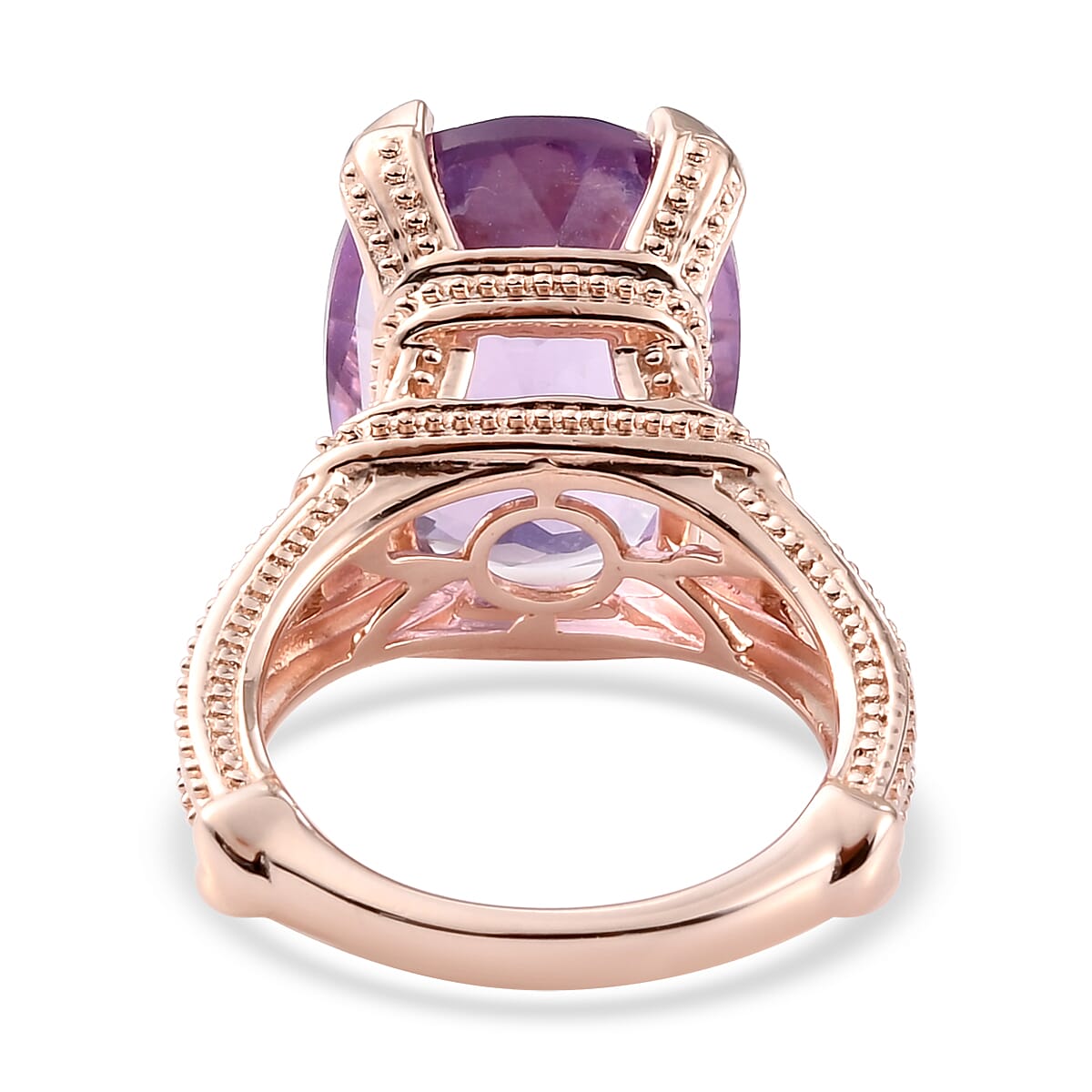 Rose De France Amethyst Fancy Ring in Vermeil Rose Gold Over Sterling Silver (Size 10.0) 9.75 ctw