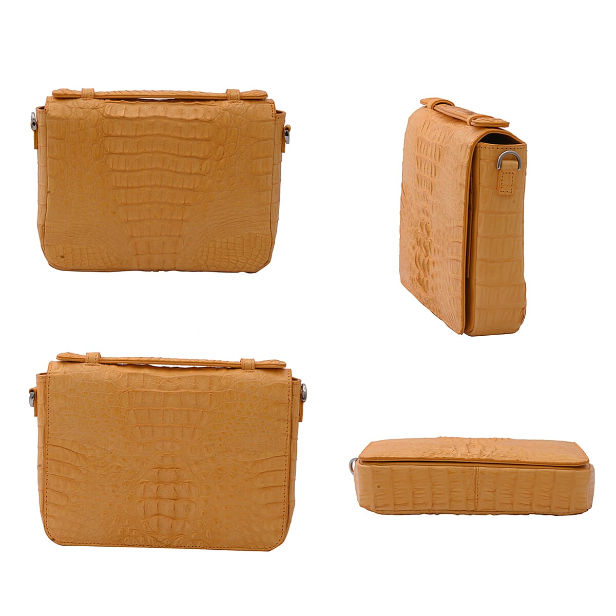 RIVER Brand Closeout, Organic Caiman Crocodile Banana Shoulder Bag image number 1