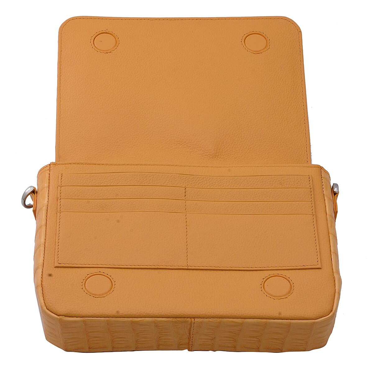 RIVER Brand Closeout, Organic Caiman Crocodile Banana Shoulder Bag image number 2