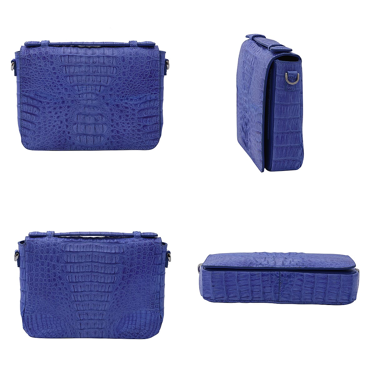 RIVER Brand Closeout, Organic Caiman Crocodile Pea Purple Shoulder Bag image number 1