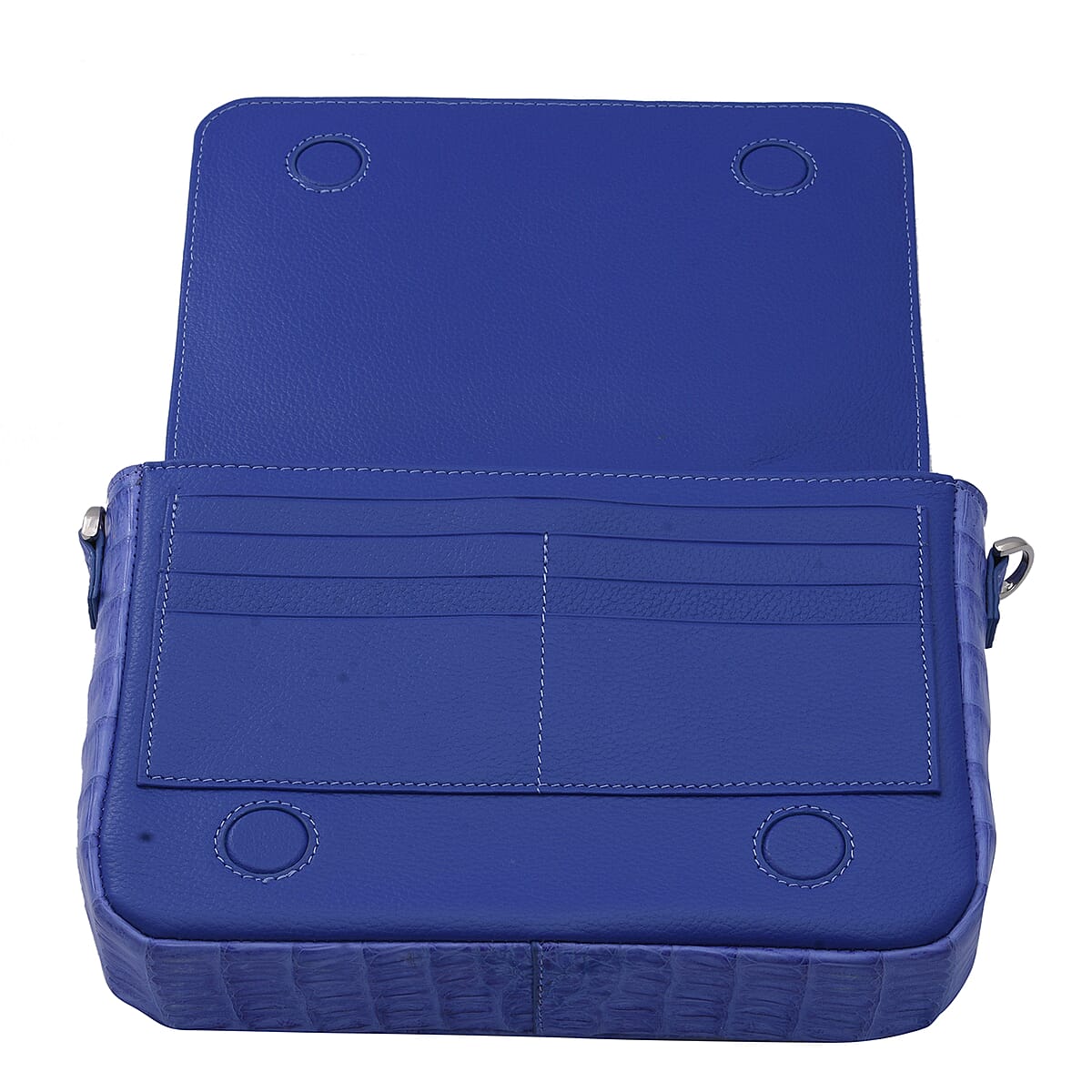 RIVER Brand Closeout, Organic Caiman Crocodile Pea Purple Shoulder Bag image number 2