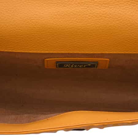 River Brand Closeout, Organic Caiman Crocodile Banana Shoulder Bag for Women | Designer Leather Shoulder Bags | Leather Handbags | Leather Purse image number 2