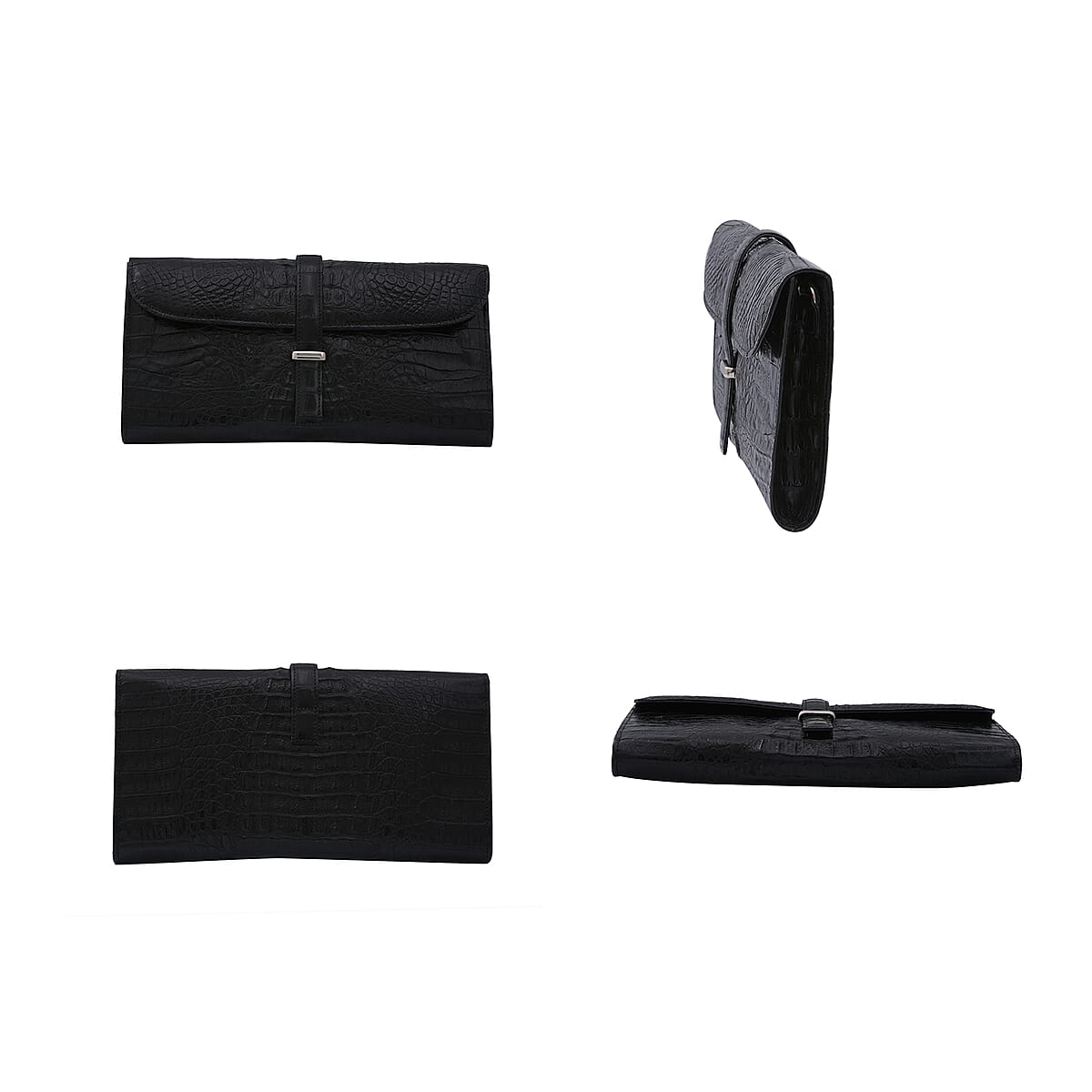 River Brand Closeout, Organic Caiman Crocodile Black Shoulder Bag for Women | Designer Leather Shoulder Bags | Leather Handbags | Leather Purse image number 1