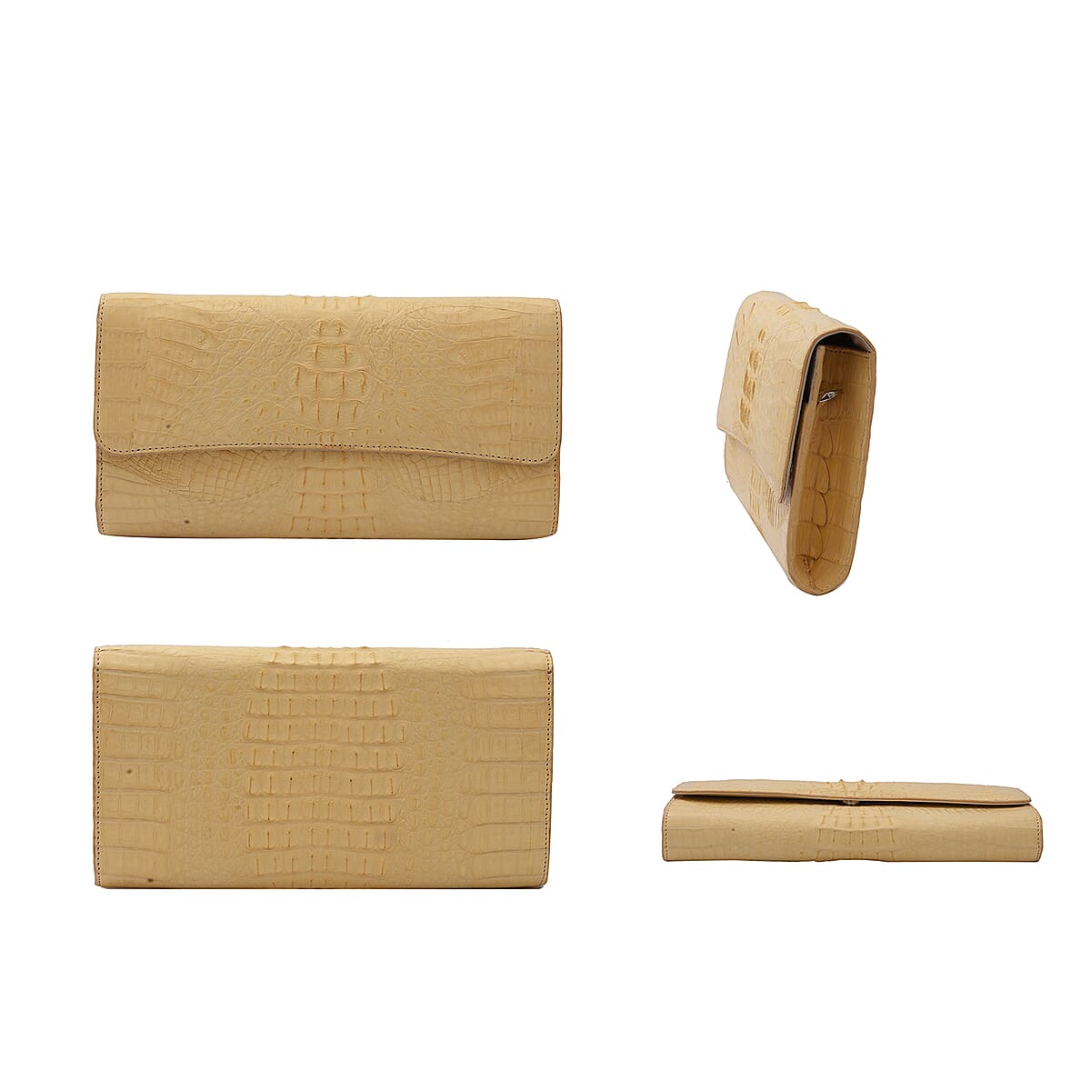 RIVER Brand Closeout, Organic Caiman Crocodile Sundress Yellow Shoulder Bag image number 1