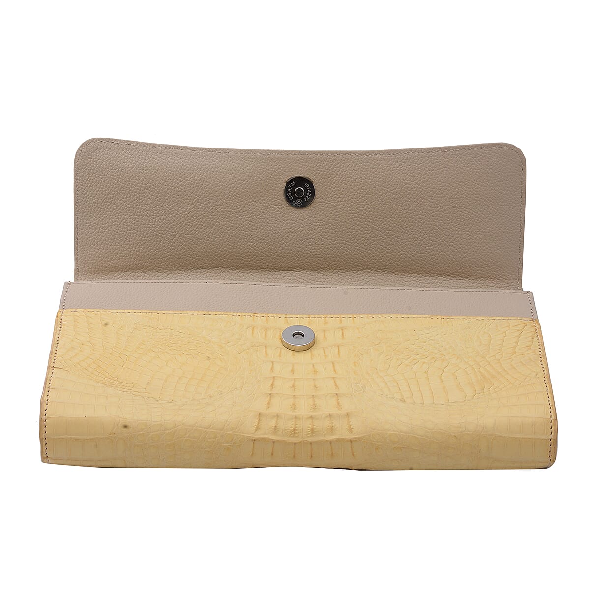 RIVER Brand Closeout, Organic Caiman Crocodile Sundress Yellow Shoulder Bag image number 2