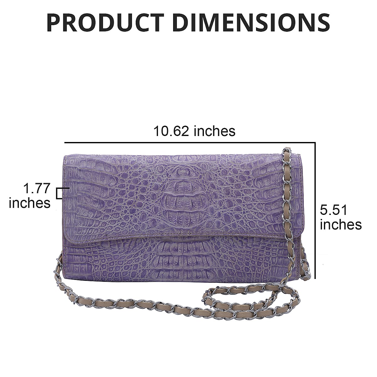 RIVER Brand Closeout, Organic Caiman Crocodile Natural Purple Shoulder Bag image number 2