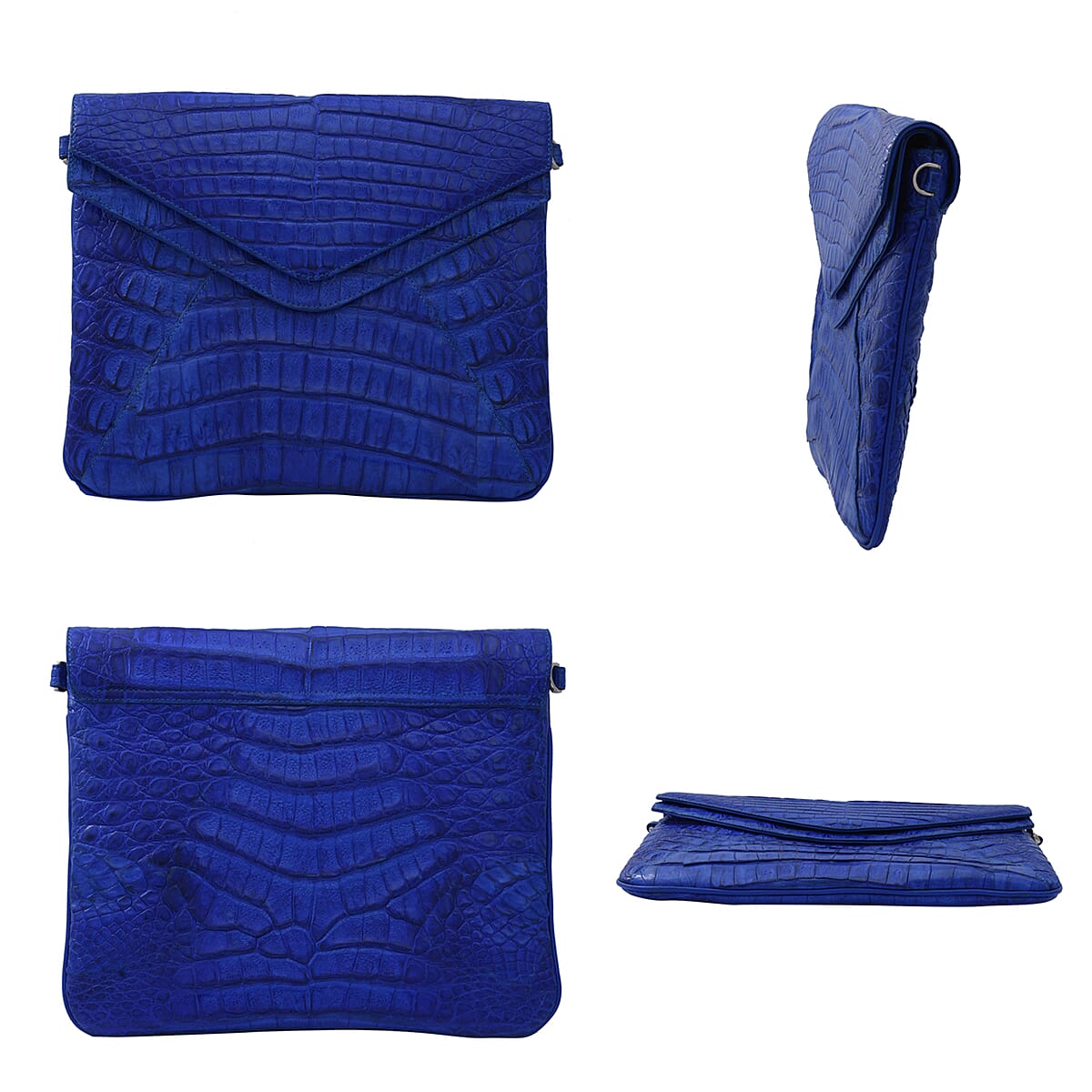 RIVER Brand Closeout, Organic Caiman Crocodile Royal Blue Shoulder Bag for Women , Designer Leather Shoulder Bags , Leather Handbags , Leather Purse image number 1