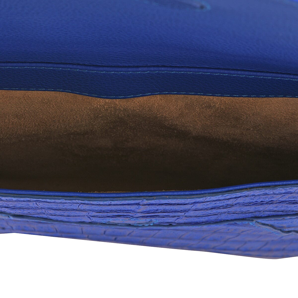 RIVER Brand Closeout, Organic Caiman Crocodile Royal Blue Shoulder Bag for Women , Designer Leather Shoulder Bags , Leather Handbags , Leather Purse image number 3