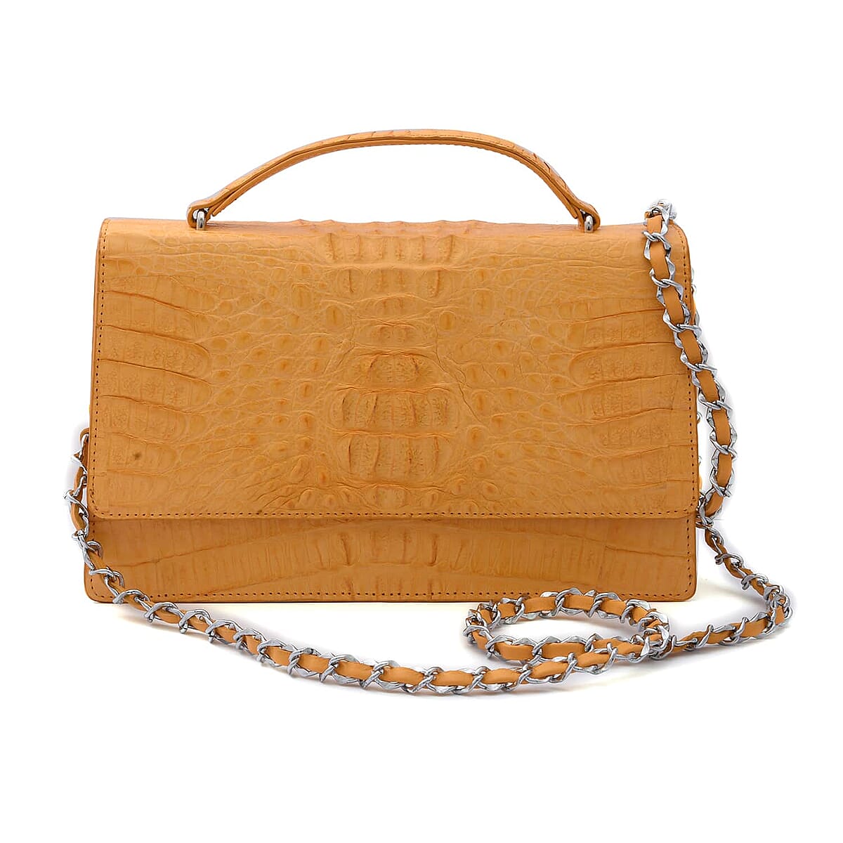 RIVER Brand Closeout, Organic Caiman Crocodile Banana Shoulder Bag image number 0