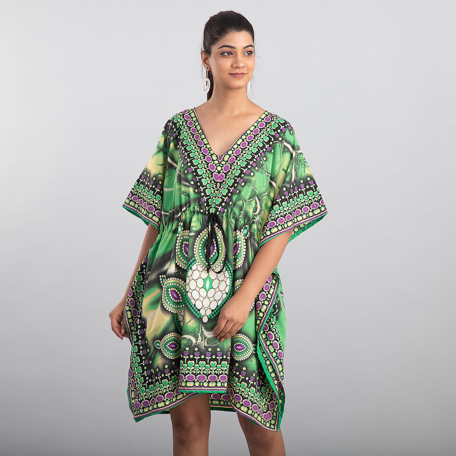 V-Neck Knee-Length Kaftan