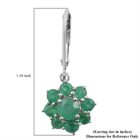 AAA Kagem Emerald Floral Lever Back Earrings in Rhodium Over Sterling Silver 2.70 ctw image number 3