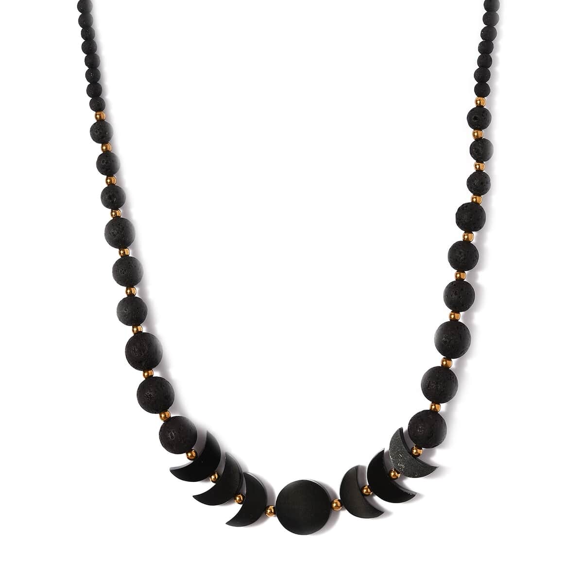 California Black Jade, Hematite, Lava Beaded Necklace 20 Inches in Platinum Over Sterling Silver 112.50 ctw image number 0