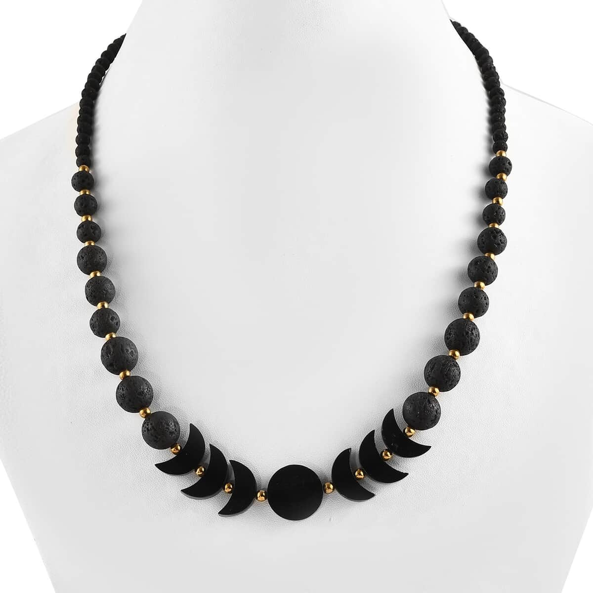 California Black Jade, Hematite, Lava Beaded Necklace 20 Inches in Platinum Over Sterling Silver 112.50 ctw image number 2