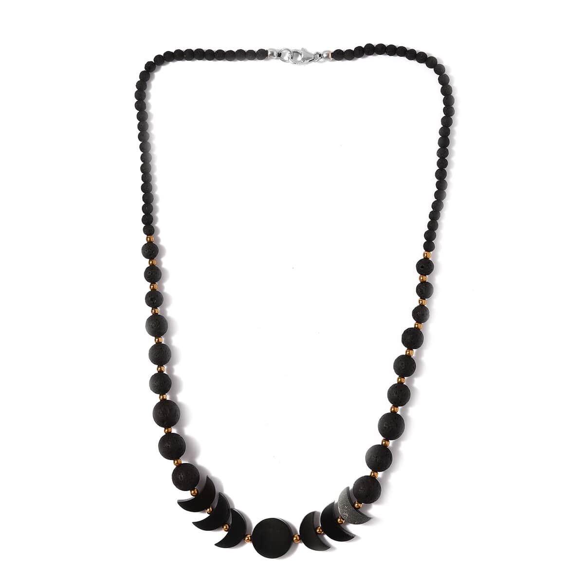 California Black Jade, Hematite, Lava Beaded Necklace 20 Inches in Platinum Over Sterling Silver 112.50 ctw image number 3