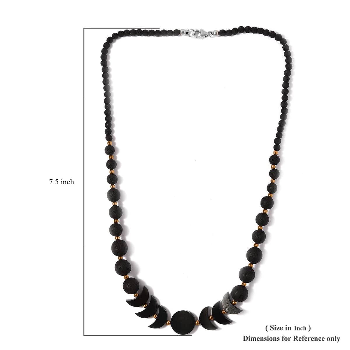 California Black Jade, Hematite, Lava Beaded Necklace 20 Inches in Platinum Over Sterling Silver 112.50 ctw image number 5
