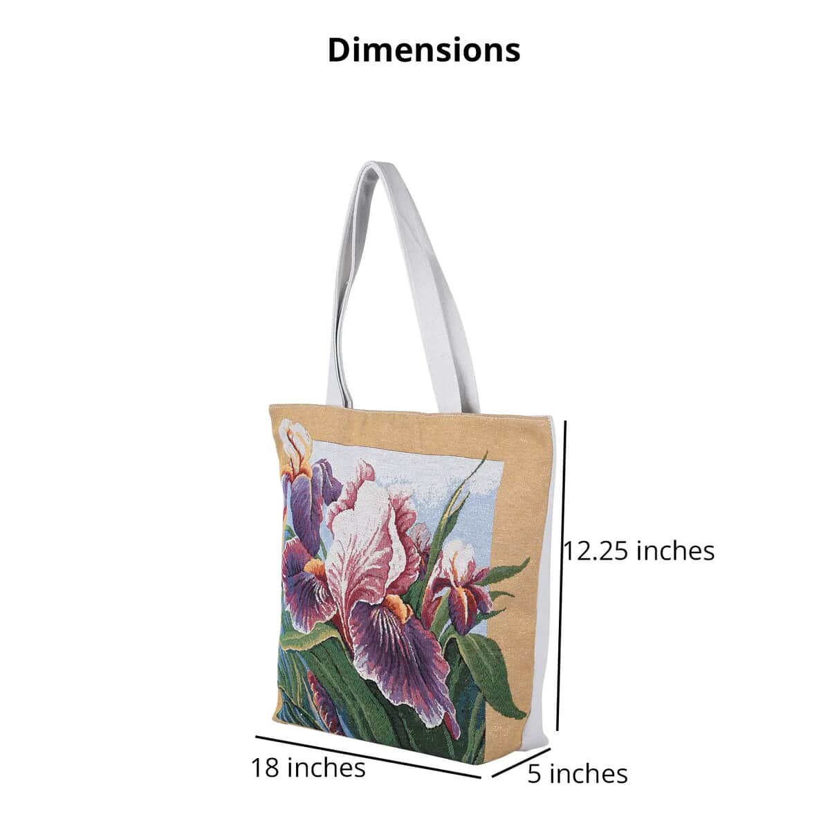 Khaki Flower Jacquard Pattern Tote Bag (18"x5"x12.25") image number 5