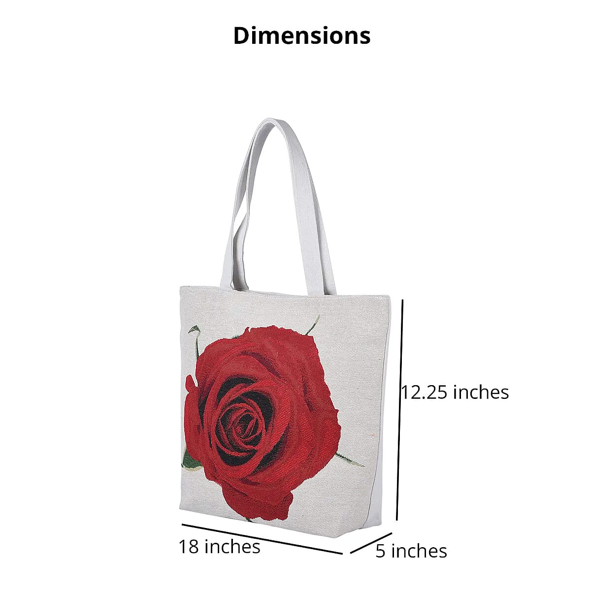 Beige Rose Jacquard Pattern Tote Bag | Women's Jute Tote Bag | Women's Work Tote Hand Bag | Ladies Purse image number 5