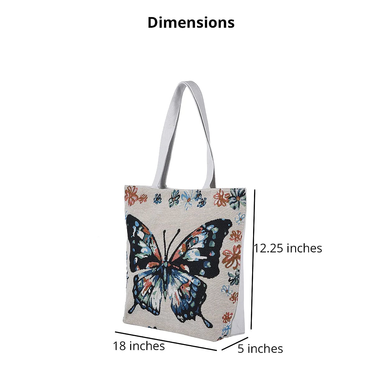 Beige Butterfly Jacquard Pattern Tote Bag | Women's Jute Tote Bag | Women's Work Tote Hand Bag | Ladies Purse image number 5