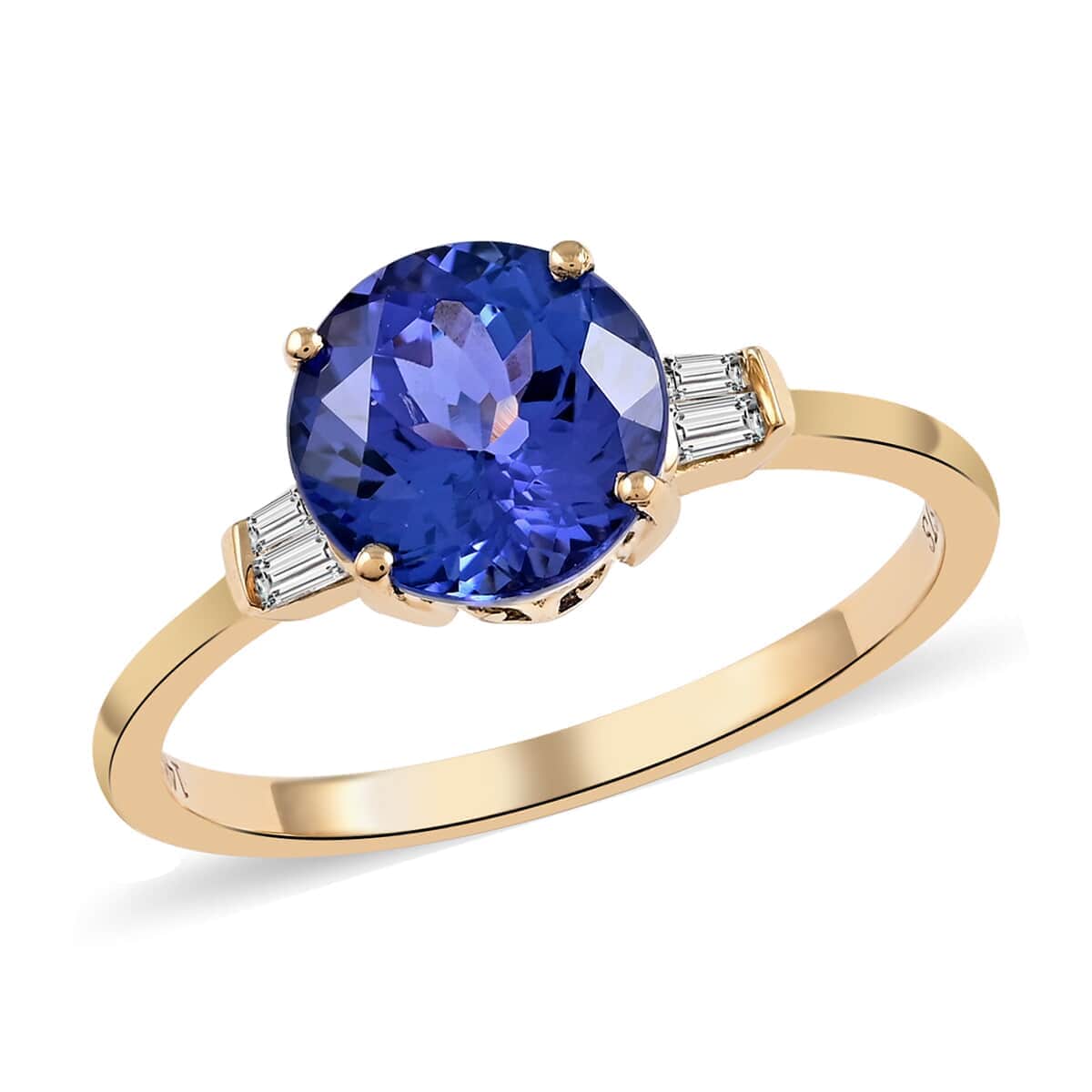 14K Yellow Gold Tanzanite and G-H I3 Diamond Ring (Size 7.0) 2.40 ctw image number 0