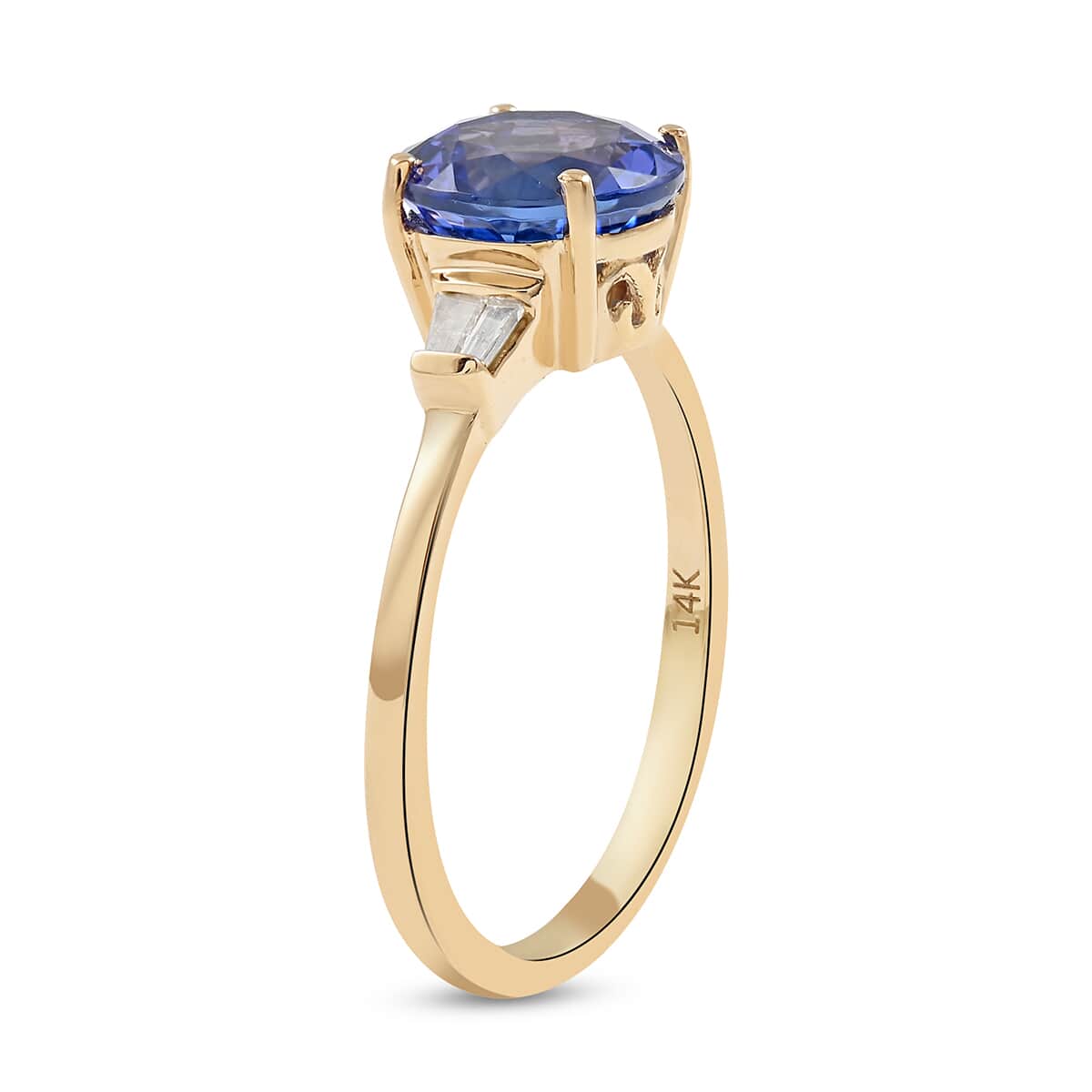 14K Yellow Gold Tanzanite and G-H I3 Diamond Ring (Size 7.0) 2.40 ctw image number 3