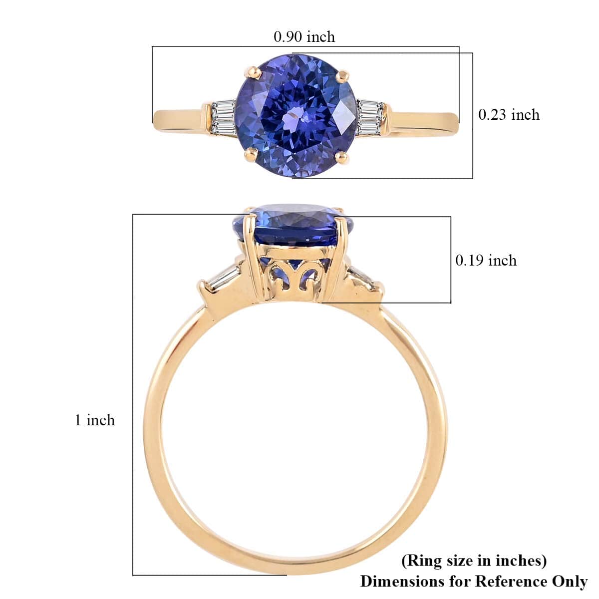 14K Yellow Gold Tanzanite and G-H I3 Diamond Ring (Size 7.0) 2.40 ctw image number 5