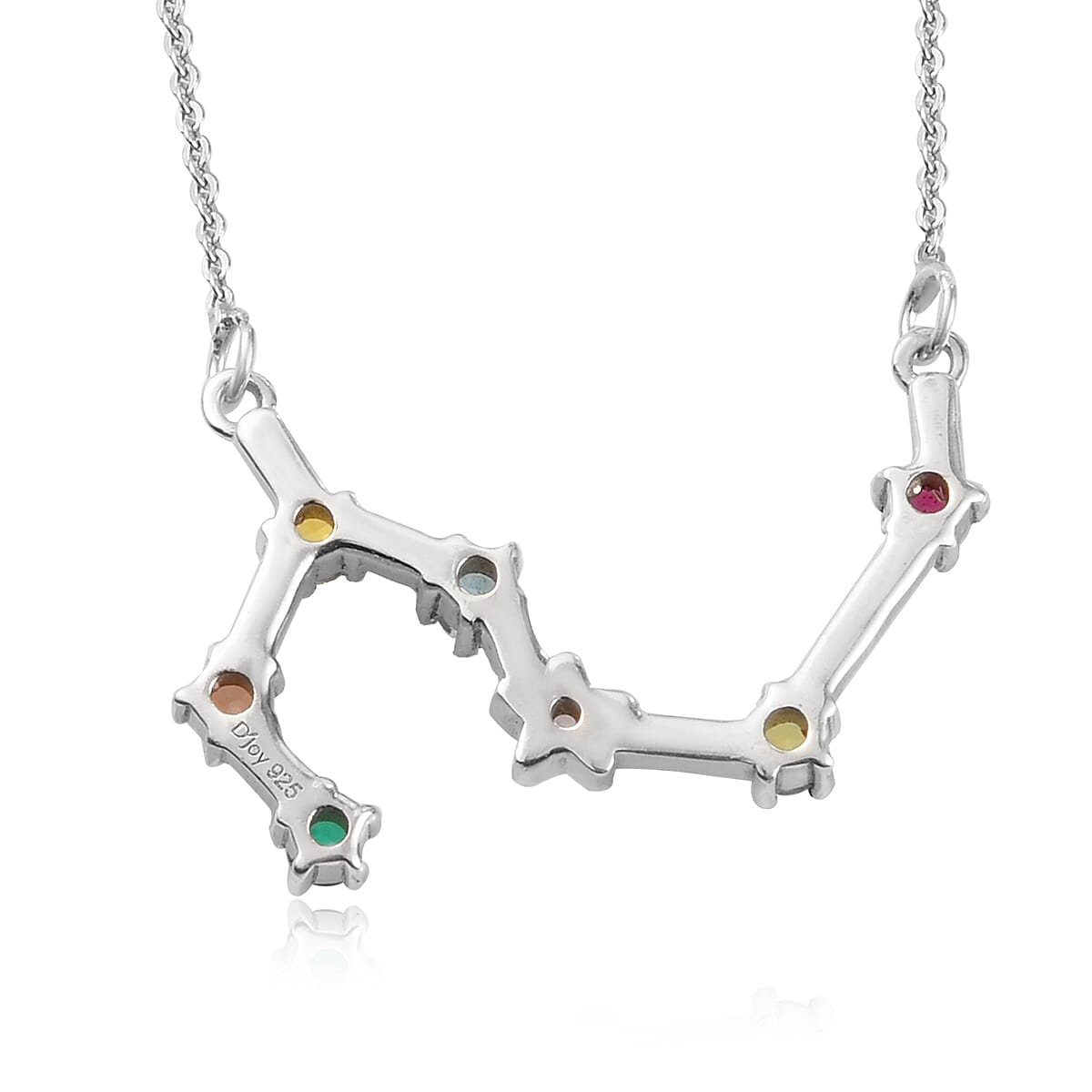 Multi Gemstone Leo Constellation Stars Necklace 20 Inches in Platinum Over Sterling Silver 0.50 ctw image number 5