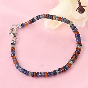 Himalayan Kyanite Beaded Bracelet in Platinum Over Sterling Silver (7.25 In) 27.00 ctw