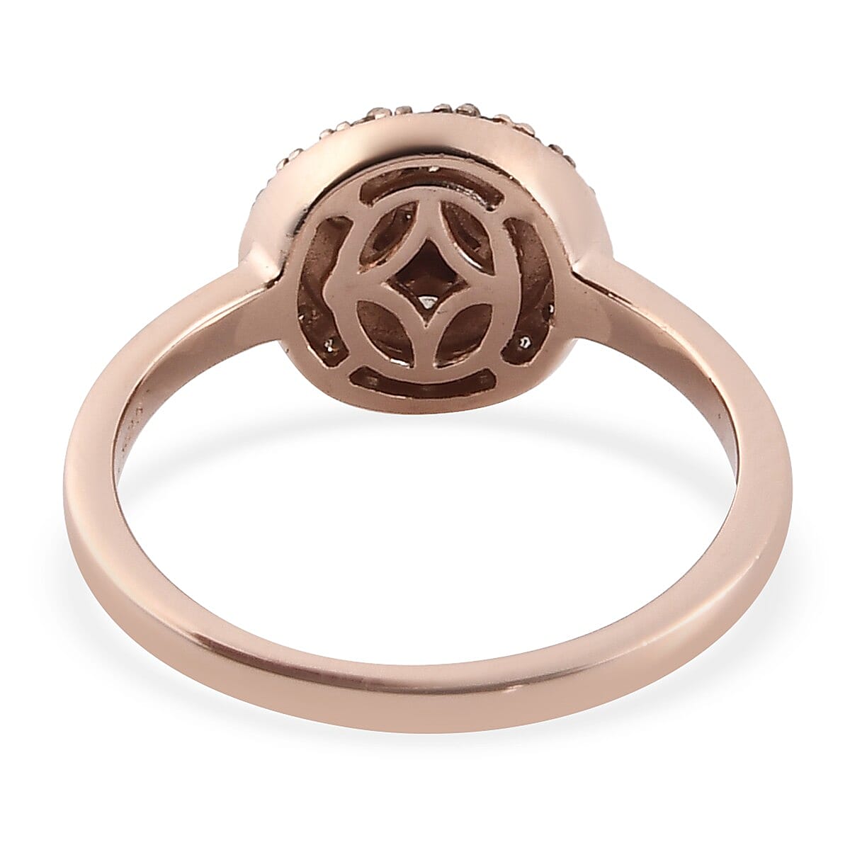 Natural Champagne Diamond Cluster Ring in Rhodium & Vermeil Rose Gold Over Sterling Silver (Size 10.0) 0.50 ctw