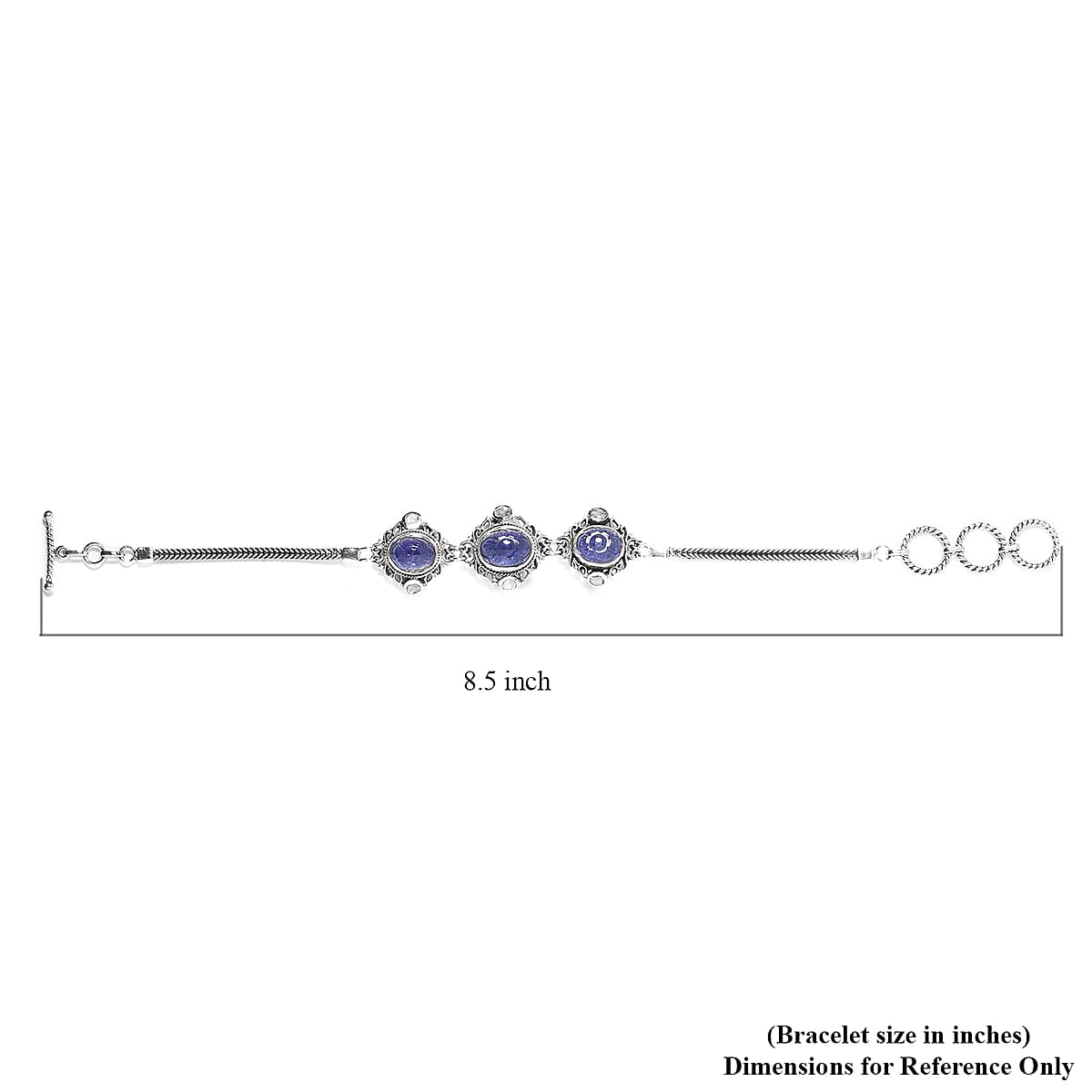 Artisan Crafted Tanzanite Carved and Polki Diamond Bracelet in Sterling Silver (7.25 In) 12.40 ctw image number 4