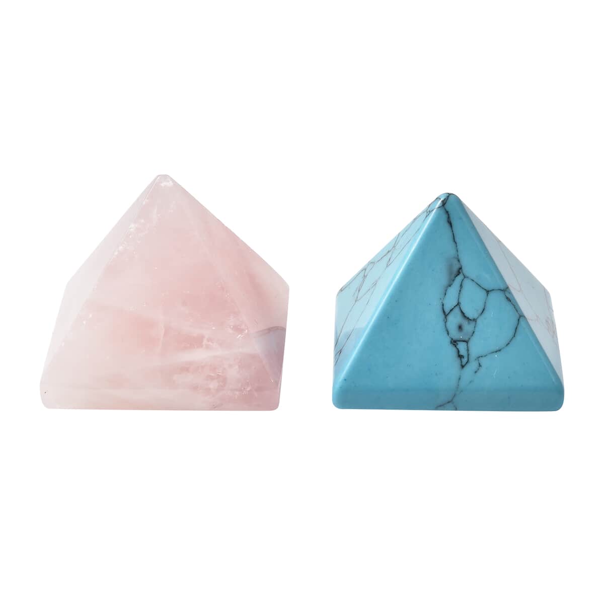 Set of 2 Gemstone Galilea Rose Quartz, Blue Howlite Pyramid (1.18") image number 0