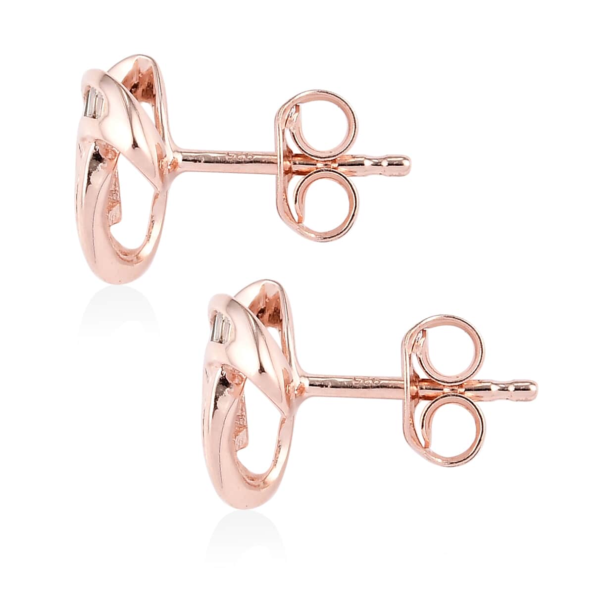 Natural Champagne Diamond Knotted Stud Earrings in Vermeil Rose Gold Over Sterling Silver 0.25 ctw image number 3