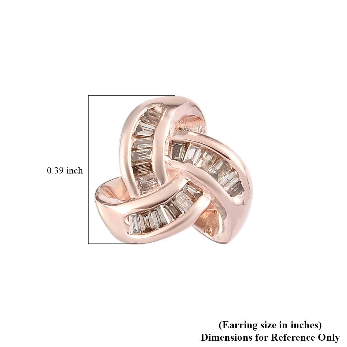 Natural Champagne Diamond Knotted Stud Earrings in Vermeil Rose Gold Over Sterling Silver 0.25 ctw image number 4