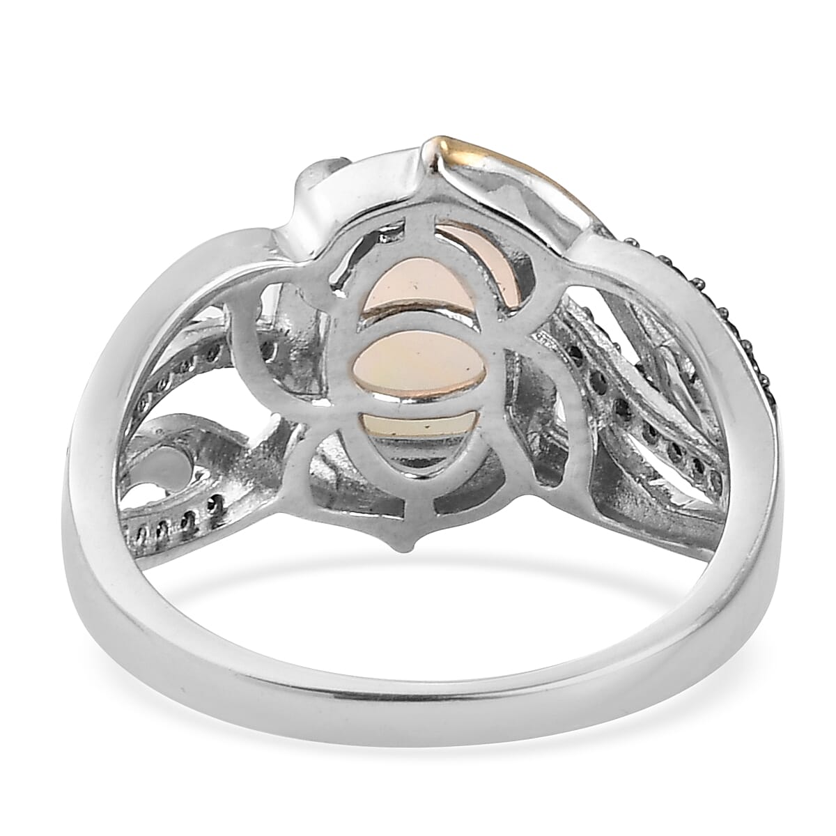 Ethiopian Welo Opal and Thai Black Spinel Ring in Vermeil Yellow Gold and Platinum Over Sterling Silver (Size 10.0) 1.60 ctw image number 4