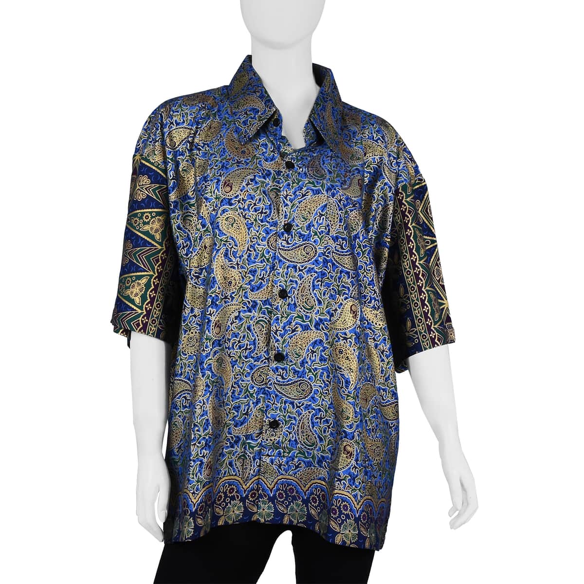 Jovie Purple Paisley Motif Printed Batik Shirt - S/M image number 0