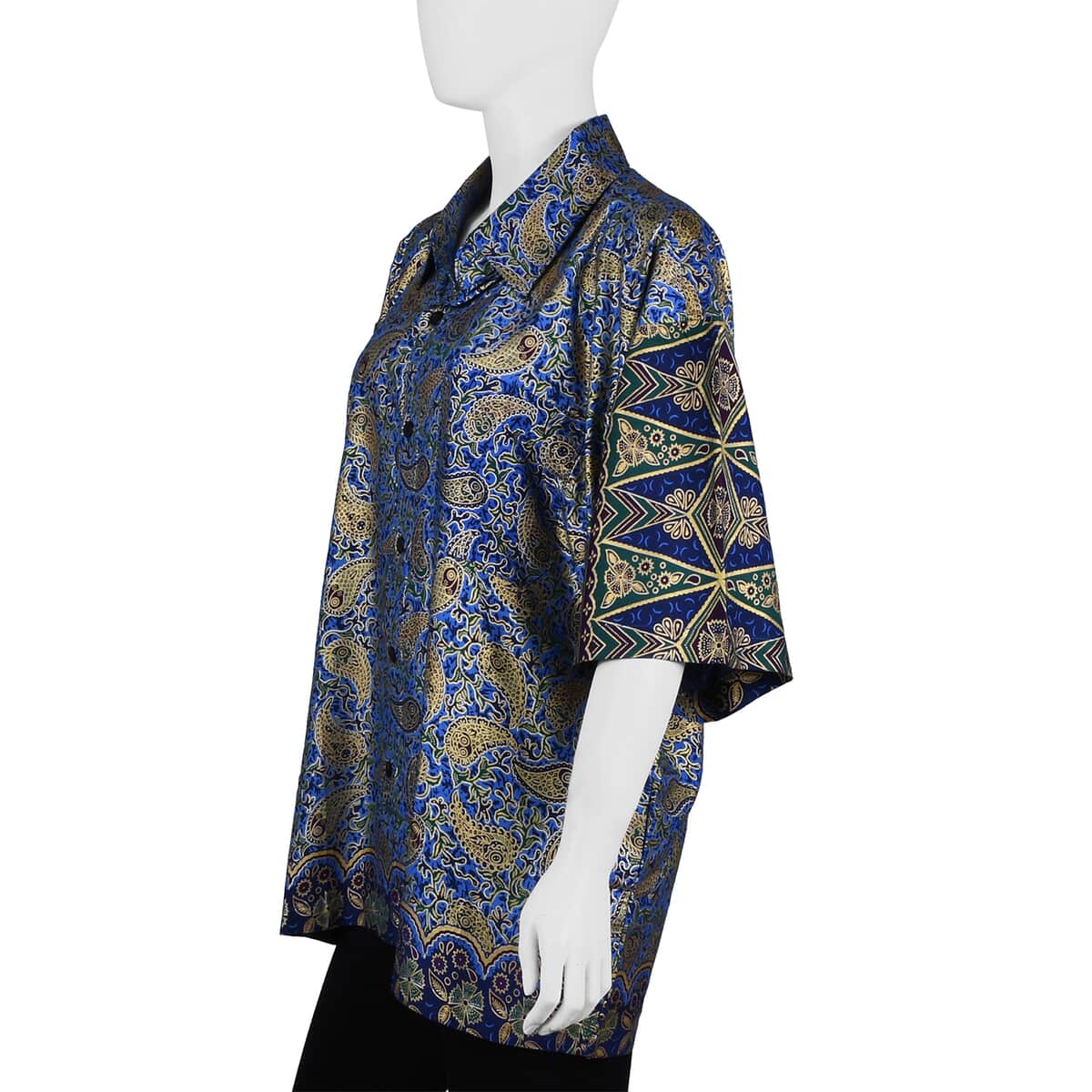 Jovie Purple Paisley Motif Printed Batik Shirt - S/M image number 2