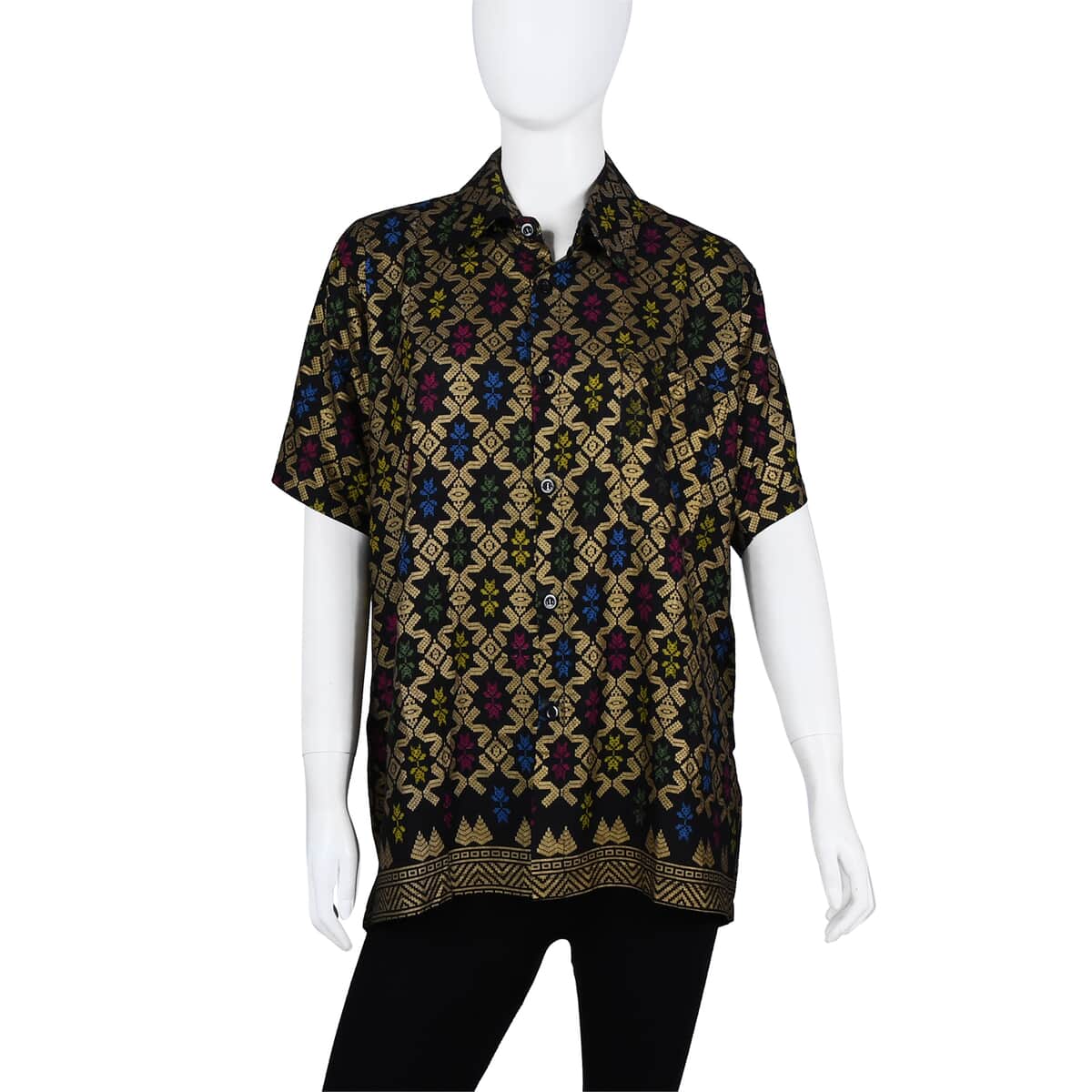 Jovie Multicolor Balinese Motif Printed Batik Shirt - L image number 0