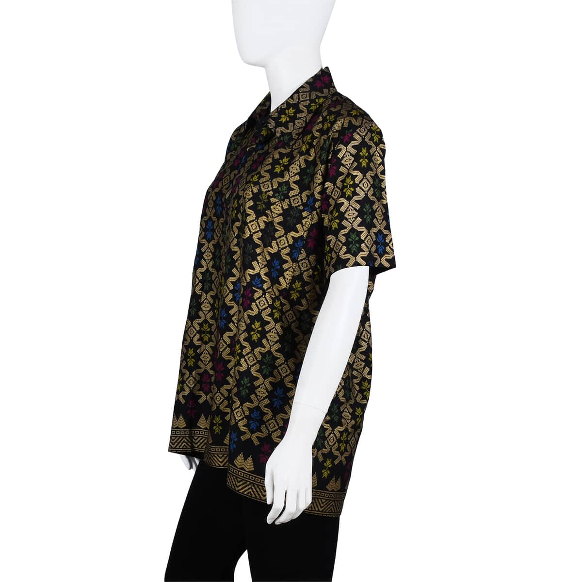 Jovie Multicolor Balinese Motif Printed Batik Shirt - L image number 2