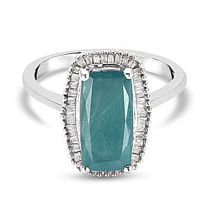 Grandidierite and Diamond 2.98 ctw Fancy Ring in Platinum Over Sterling Silver (Size 8)