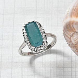Grandidierite and Diamond 2.98 ctw Fancy Ring in Platinum Over Sterling Silver (Size 8)