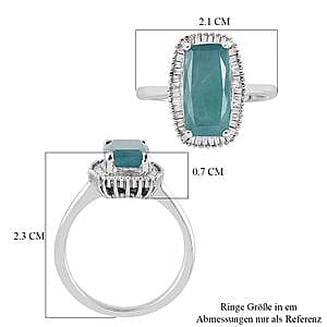 Grandidierite and Diamond 2.98 ctw Fancy Ring in Platinum Over Sterling Silver (Size 8)