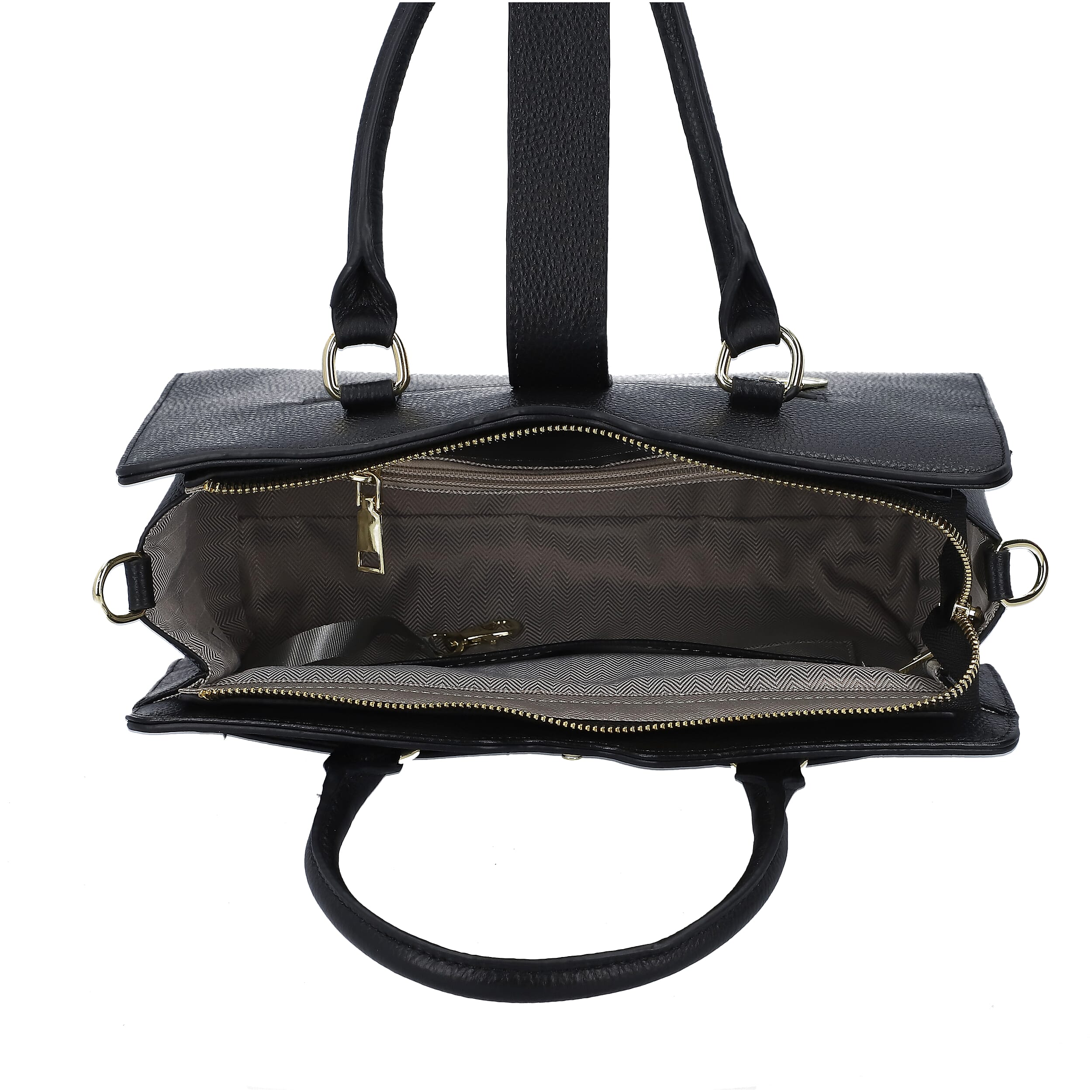 Black & Brown Snake Skin Print Genuine Leather Convertible Tote Bag