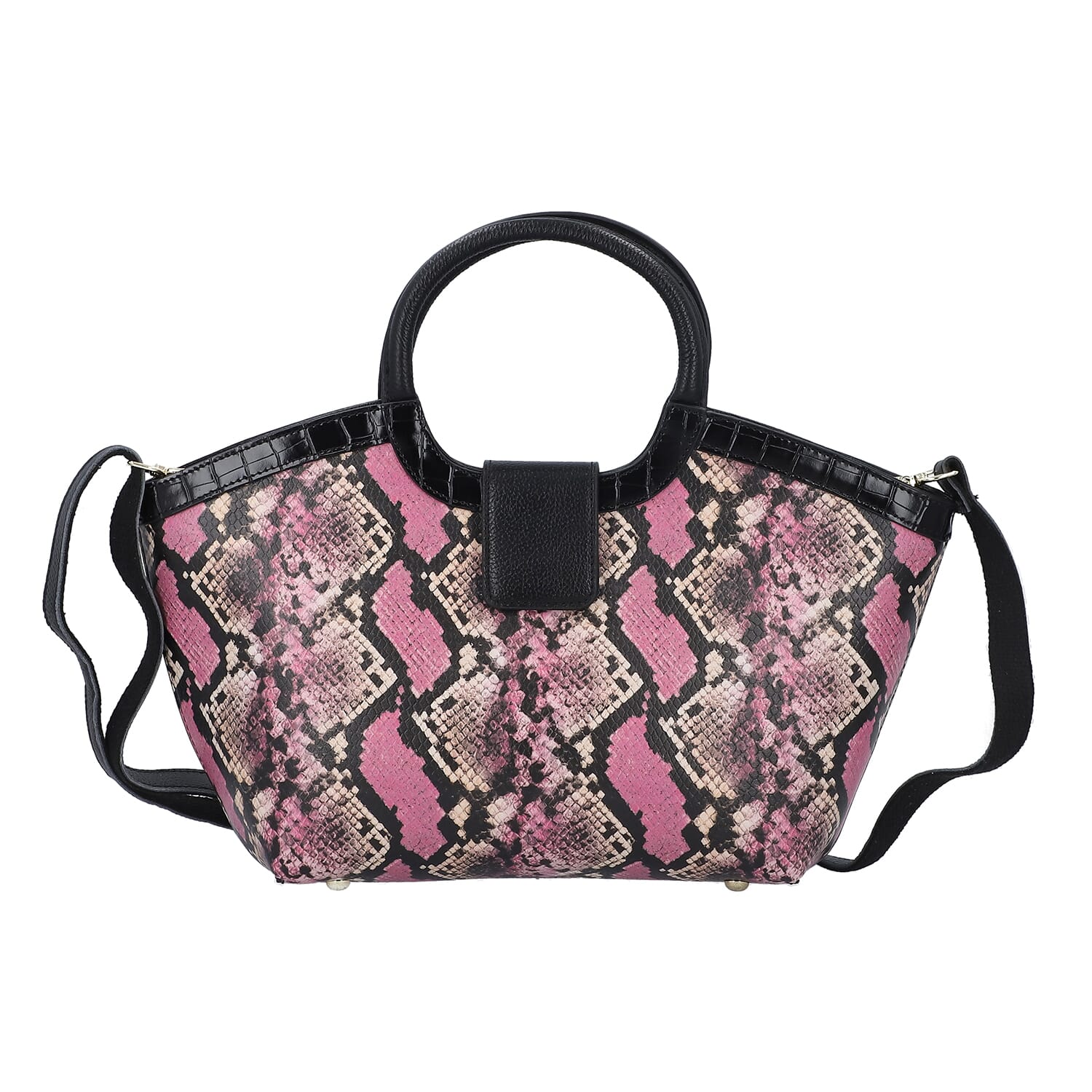 Pink and 2025 black snakeskin purse